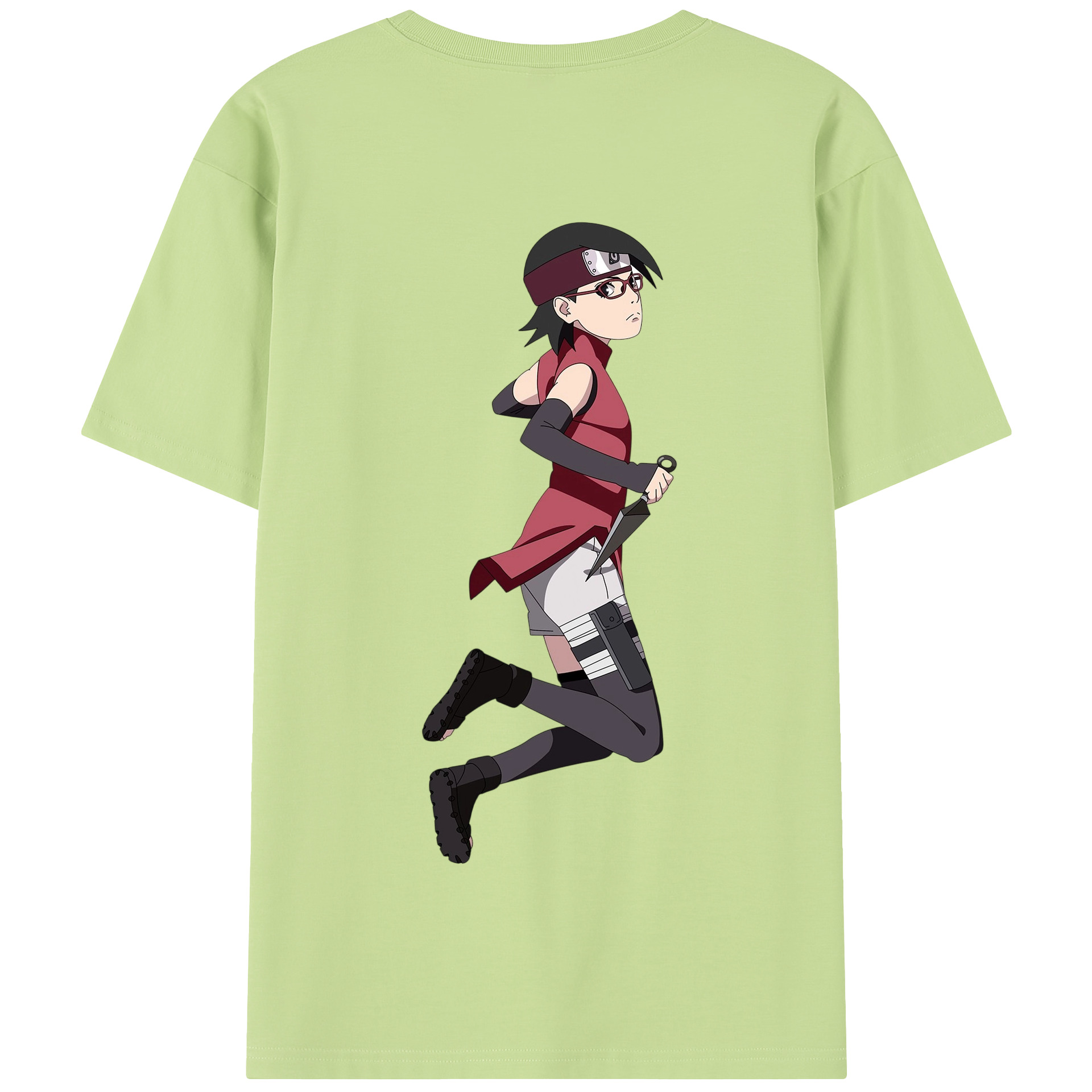 （画像用） NARUTO -ナルト- うちは サラダ Uchiha Sarada 綿100％半袖Tシャツ（背面プリント）